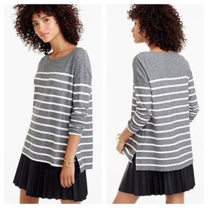 J. Crew stripe deck tshirt grey white